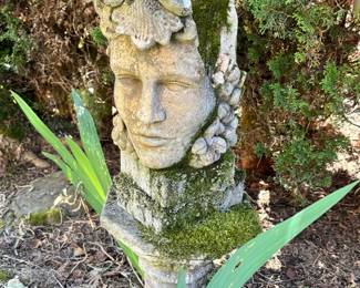 Garden Art Cement Pedestal And Cement Head Bust