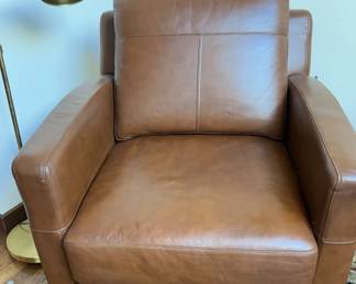 Leather Club Chair And Lamp