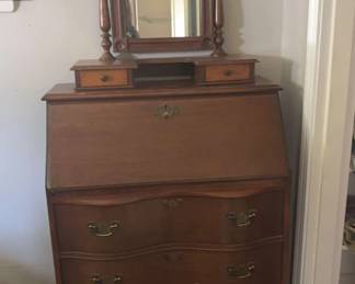 Drop Leaf 3Drawer SecretaryDesk with Mirror