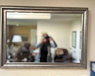 Silver Painted Wood Mirror