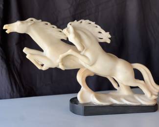 Two Alabaster Horse Statue 1