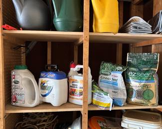 Watering cans, garden supplies