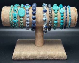 Blue Sky Stretch Bracelets Sodalite, Turquoise Howlite