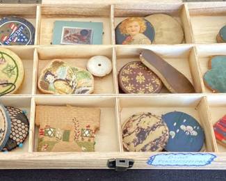 Vintage Fabric Covered Disc Pincushions 