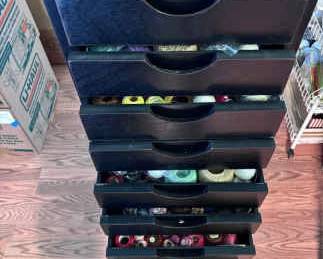 10 Drawers Full Of TattingCrochet Thread W Rolling Storage