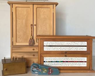 Wood Ribbon Armoire Crafting Storage Cabinets