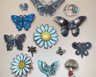 Butterflies Friends Pins  Robert Brooch, Weiss, German Sterling,