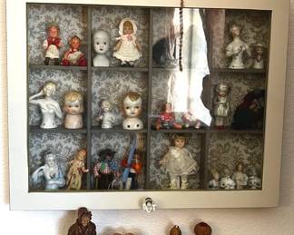 AntiqueVintage Porcelain Figurines  Display Cabinet