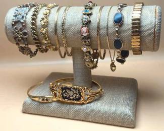 Vintage Fancy Goldtone Bracelets Hand Tatted