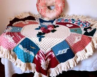 Heart Shaped Crocheted And Embellished Throw