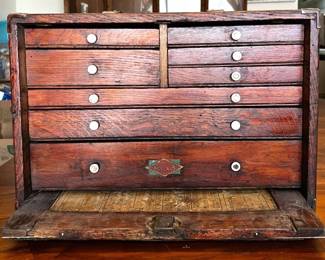 Neslein Vintage Machinist Wooden Tool Chest
