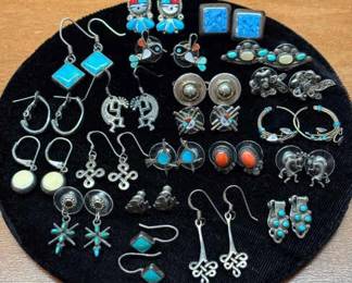 Lg Collection Native American Sterling Silver Earrings