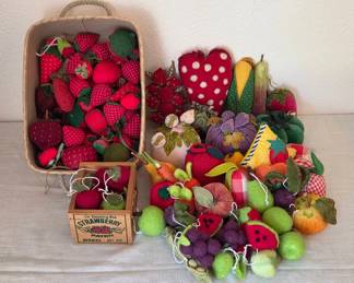 XL Assortment Of Felt Fruit Vegetable Pin Cushions