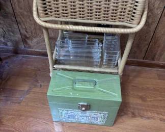 Wicker Bamboo Sewing Basket Stand 