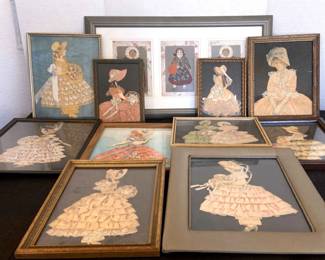 Vintage Lace Ribbon Framed Ladies