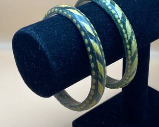 ByzantineLike Glass Bangle Bracelets