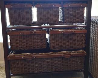 Wicker Basket Storage Shelf