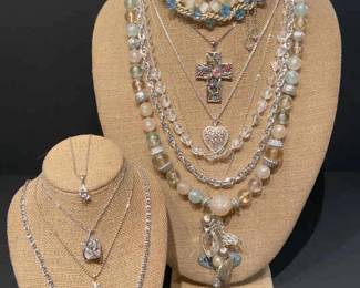 Bold Sparkly Necklaces wTwo Sterling Silver Pcs