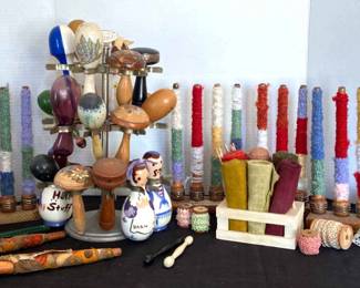 Vintage Darning Tools, Bobbin Spools  Yarns