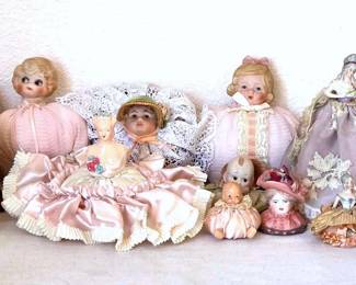 Antique Baby Porcelain Head Pincushions