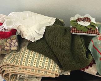 Vintage Linens Throw Pillows