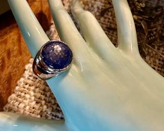 large Lapis and sterling ring