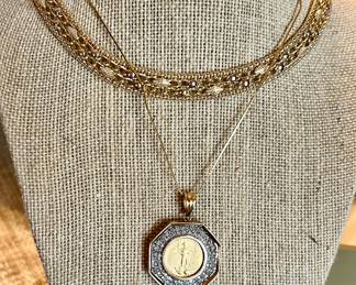 Stunning filigree 14k gold choker necklace