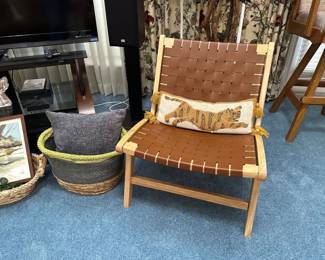 MCM Style Faux leather and wood chair