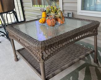 Wicker patio coffee table.