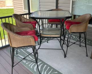 Patio table and four chairs set.