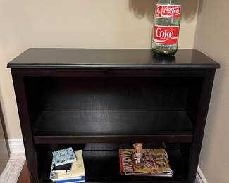 Black bookshelf.