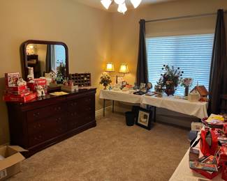 Dresser, Coca Cola items, and home decor