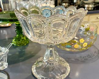 Vintage glass pedestal compote