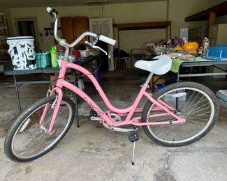 Women’s pink “Townie” bicycle