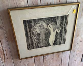 Curt Frankenstein signed Etching of Nude "Encounter"