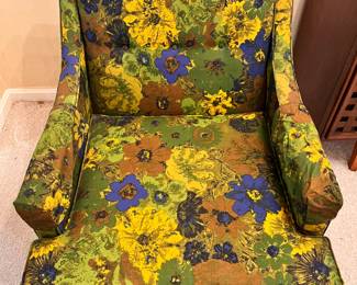 MCM Prstine Walnut and Floral Print Chair by Rowe