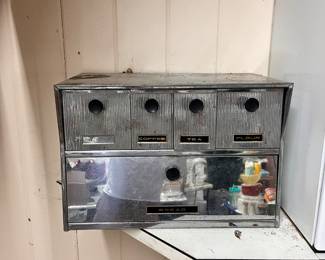 Vintage Bread Box with Sugar, Flour,, Tea and Coffee Drawers