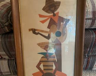 Funky MCM Picture in Wooden Frame