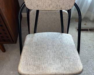 4 Vintage Black and White Vinyl Cosco Folding Chairs