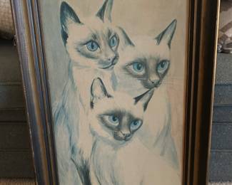 Siamese Cat Picture in Wooden Frame