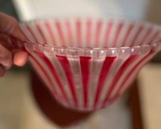 Vintage Red and Clear Plastic Bowl