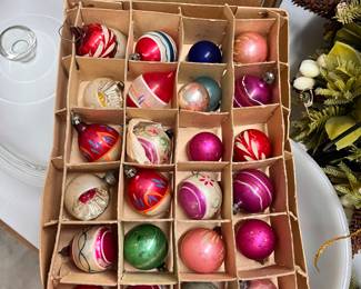 Box of Vintage Glass Ornaments