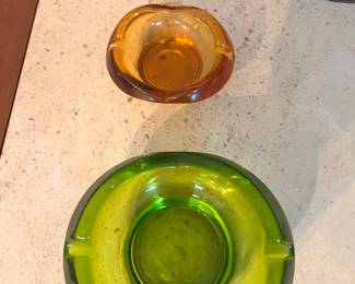 2 Art Glass Ashtrays