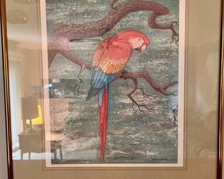 Signed Parrot Print by Rudy Laura
