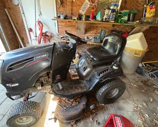 Craftsman ride on mower with leaf bagger & trailer