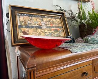 Shallow decorative orange bowl