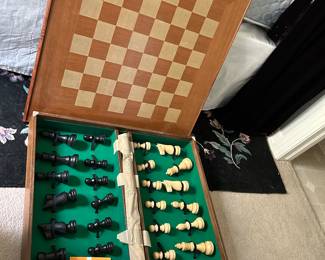 Table size game set up, chess and backgammon