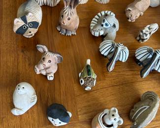 Vintage Artesania Rinconada Animals Ceramic Signed Figurines