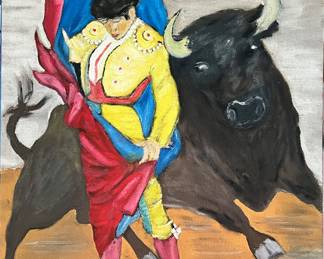 1 of 3 large paintings-Bull Fighter