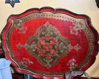 Red Florentine tray